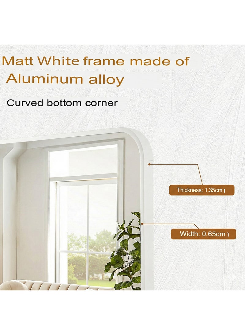 Taimi Rectangular Mirror 120x30cm with Rounded Edges, Full Length Mirror with Stand and Metal Frame, Floor Mirror, Wall Mirror Hanging or Tilt for Living Room, Bedroom, Entryway White - Image 3